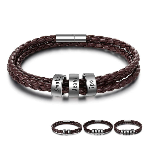 Pulsera de cuero de cuerda trenzada para hombre