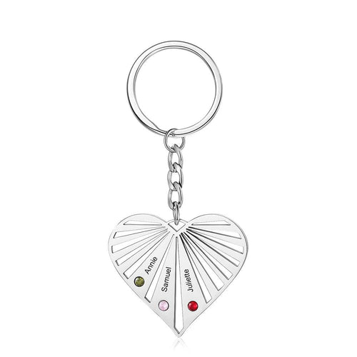 Llaveros de corazón con nombre grabado personalizado para madre