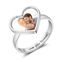 Load image into Gallery viewer, anillos de corazón con grabado personalizado para mujer