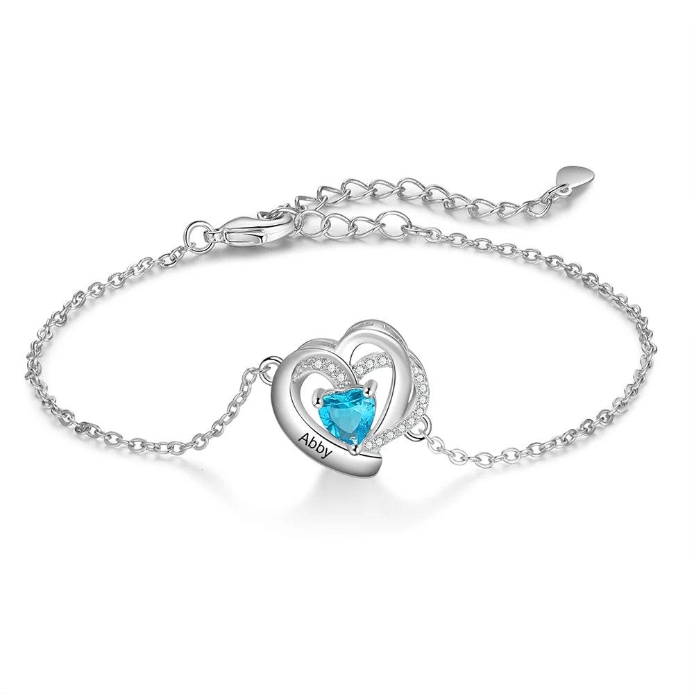 Pulseras con dijes de corazón entrelazado personalizadas para mujer