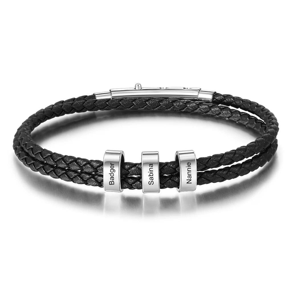 Pulsera de cuero personalizada para hombre