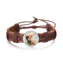 Load image into Gallery viewer, pulsera de cuero con foto personalizada para hombre