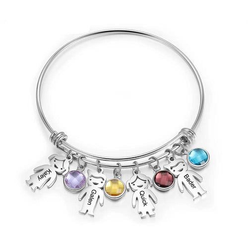 Pulseras y brazaletes con nombre grabado DIY personalizados con dijes de niño y niña