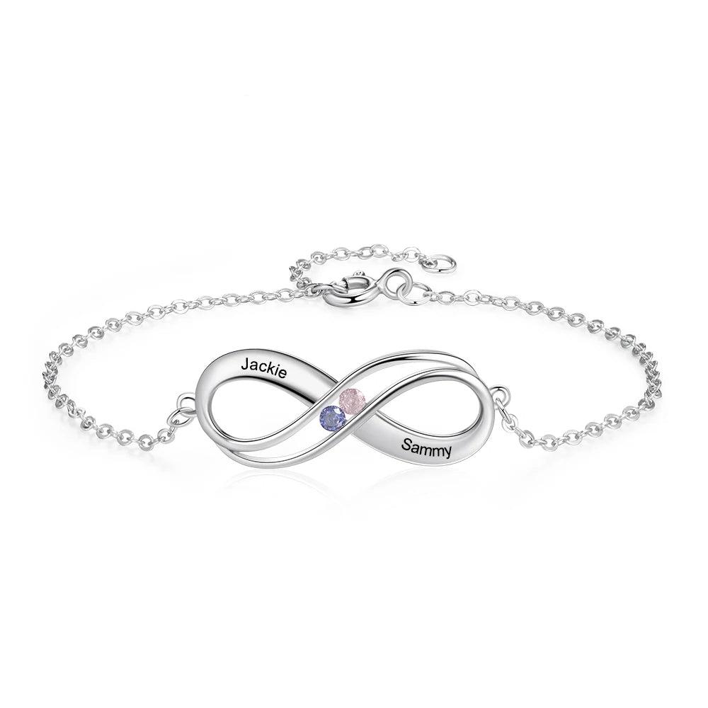 pulsera Infinity de Plata de Ley 925 personalizada para mujer