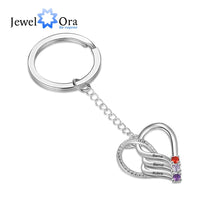 Cargar imagen en el visor de la galería, LLavero de corazón de piedra natal personalizado para parejas, llaveros con nombre grabado personalizado para mujeres, regalos de Navidad para la familia