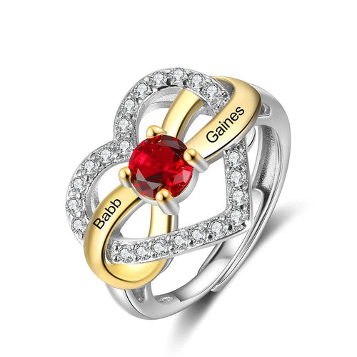 Anillo de amor infinito con nombre grabado personalizado para mujer