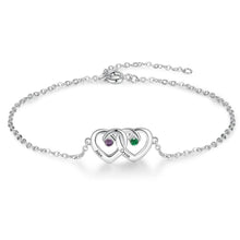 Load image into Gallery viewer, pulsera personalizada con doble corazón para mujer