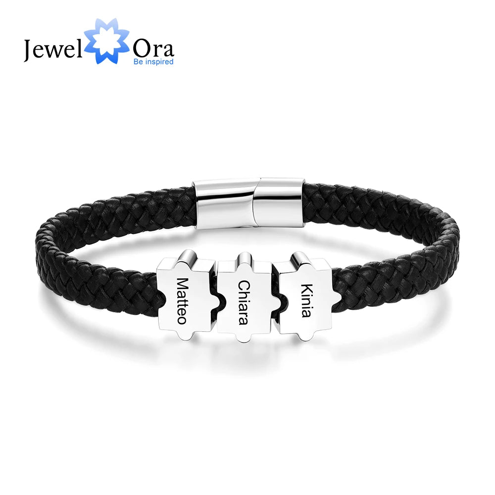 Pulsera de cuero personalizable para hombre