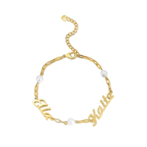 pulsera con 2 placas de nombre personalizadas