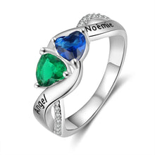 Load image into Gallery viewer, Anillos de piedra natal de corazón personalizados para mujer