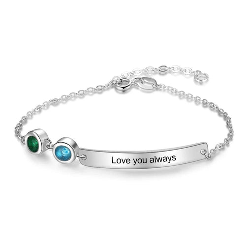 Pulseras personalizadas con 2 piedras de nacimiento para mujer
