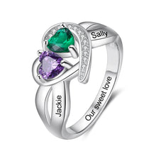 Load image into Gallery viewer, Anillos de piedra natal de corazón personalizados para mujer