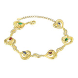 Pulsera de oro con diseño de corazón y piedras de nacimiento