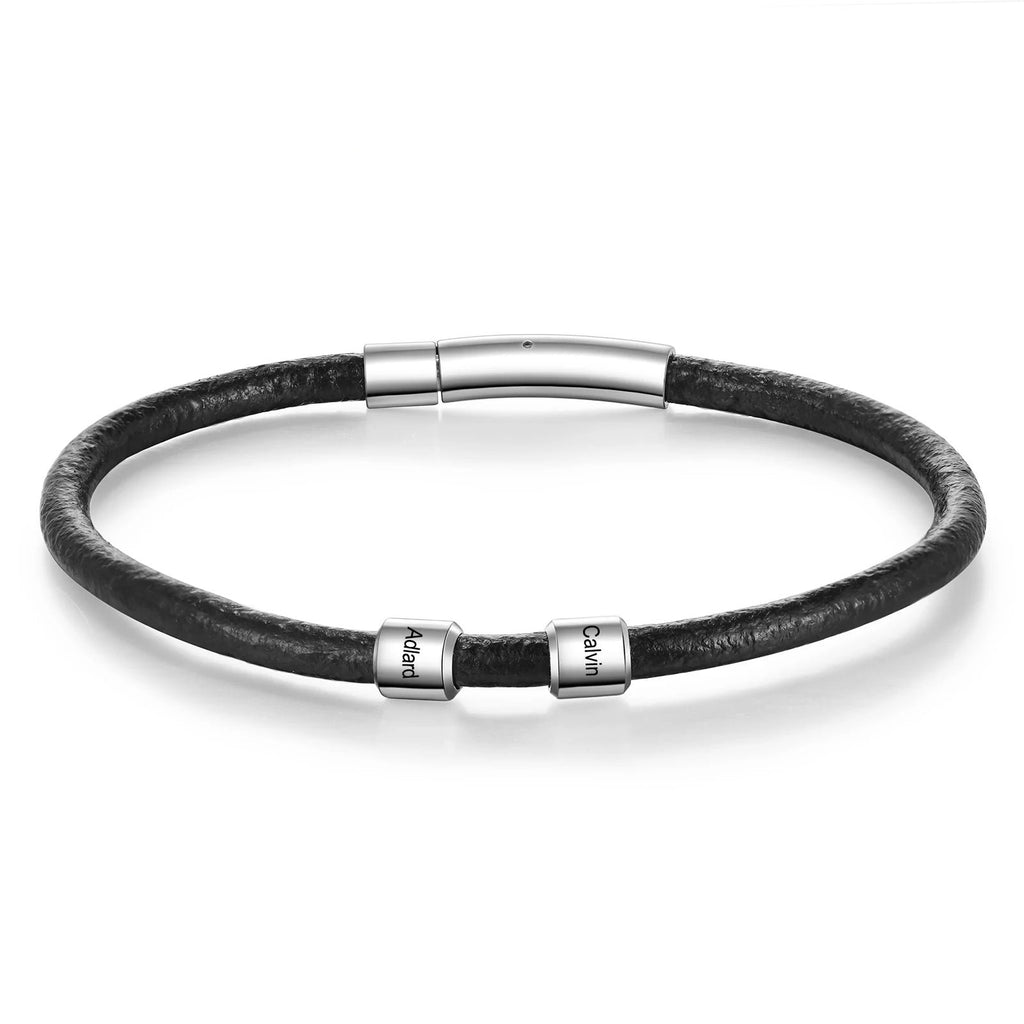 pulsera de cuero de acero inoxidable para hombre