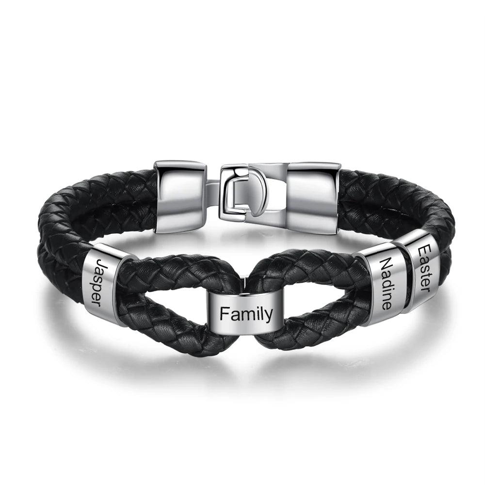 pulsera de cuero con cuentas personalizadas para hombre