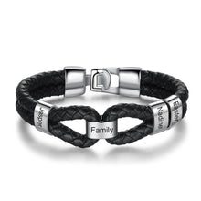 Load image into Gallery viewer, pulsera de cuero con cuentas personalizadas para hombre