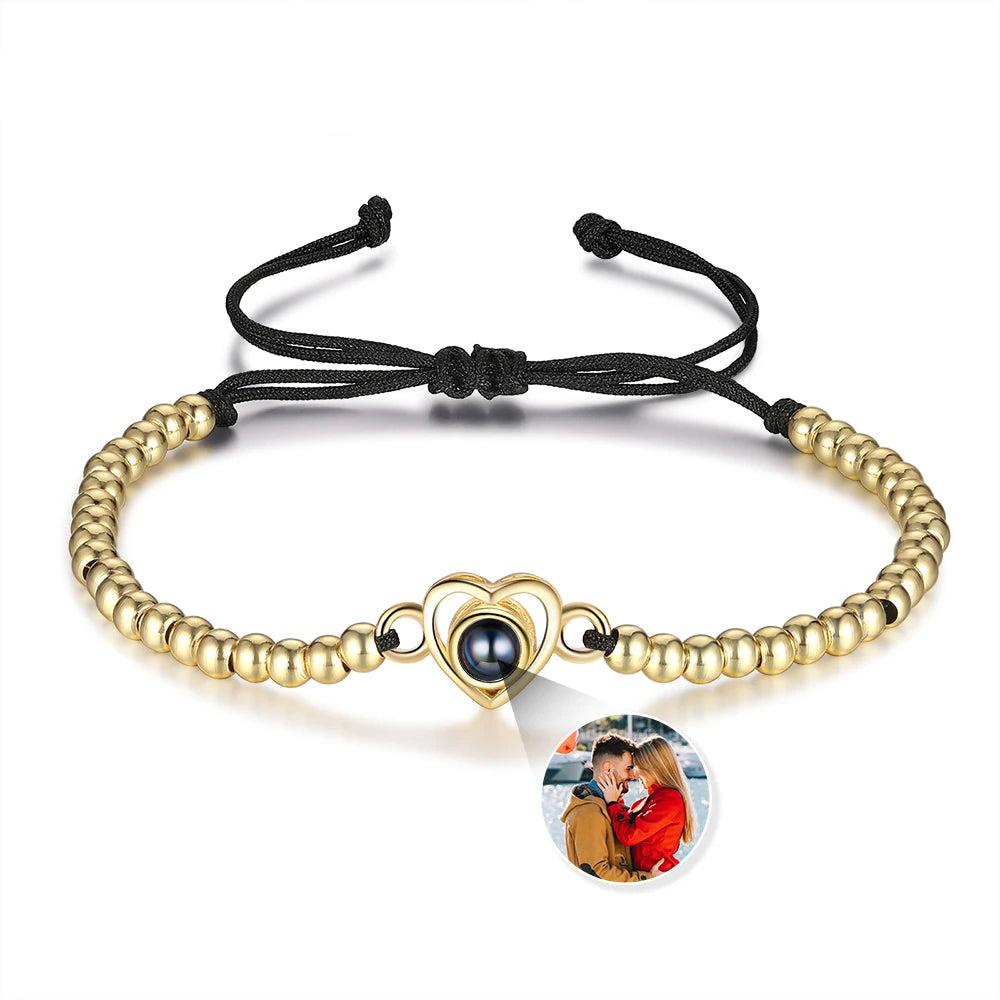 Pulsera de cuentas ajustable con imagen personalizada en el interior