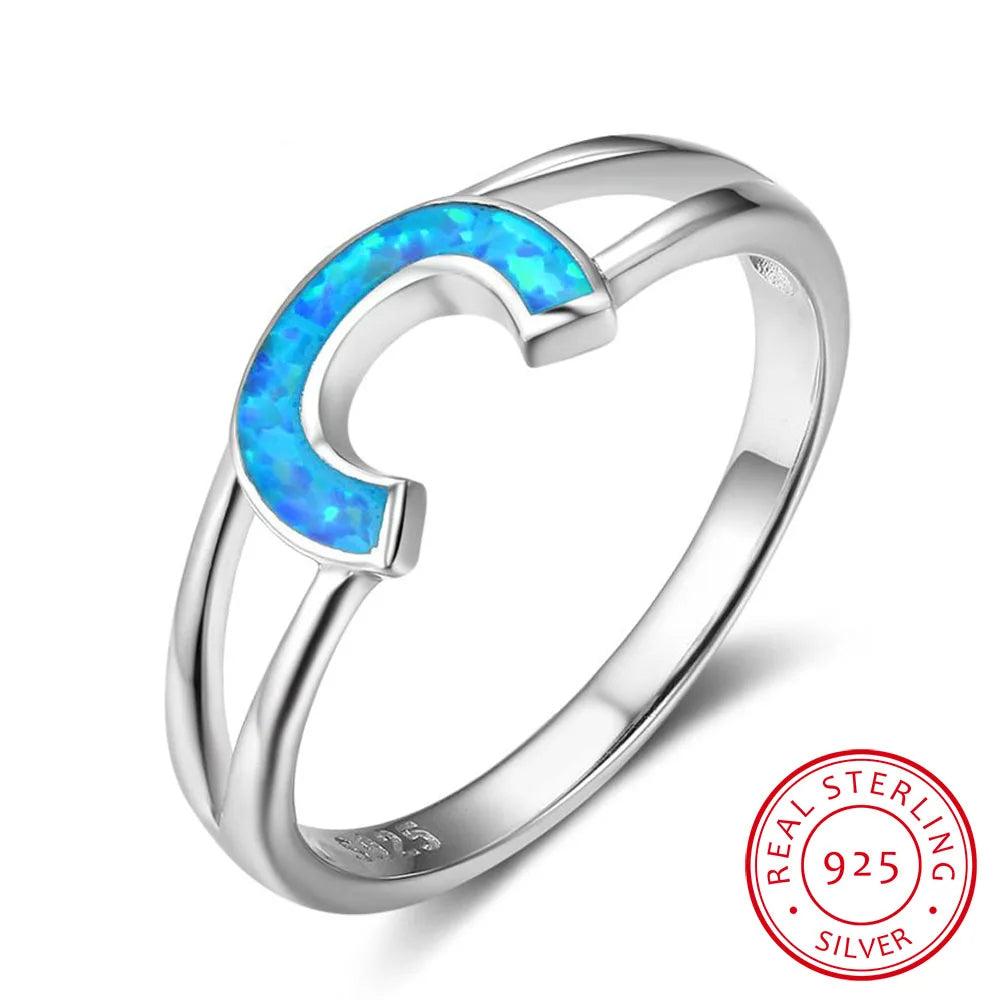 Anillo de Plata de Ley 925 con diseño de letra C para mujer