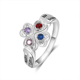 Anillo de flores personalizado con 4 piedras