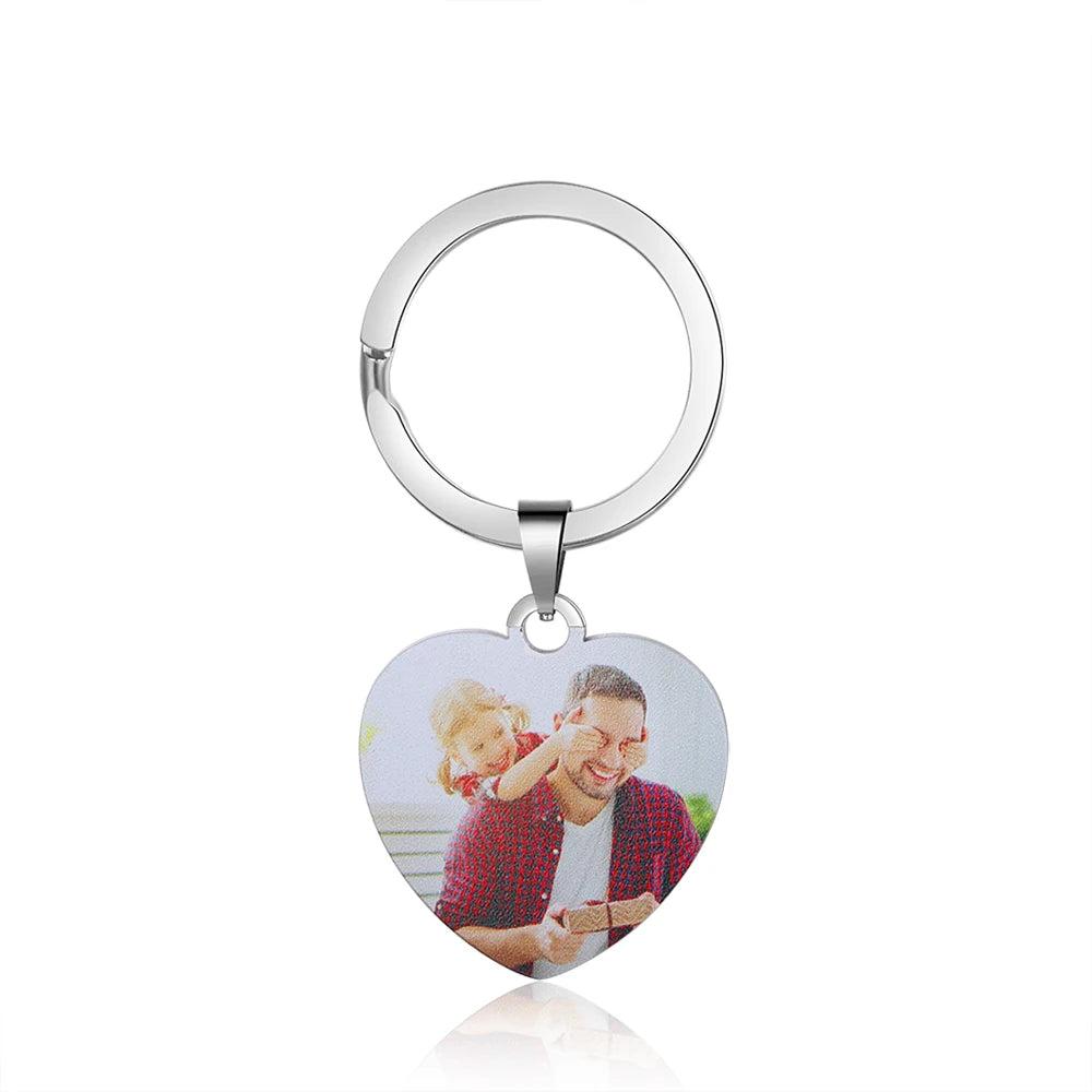 Llavero de acero inoxidable con foto personalizada para mujer