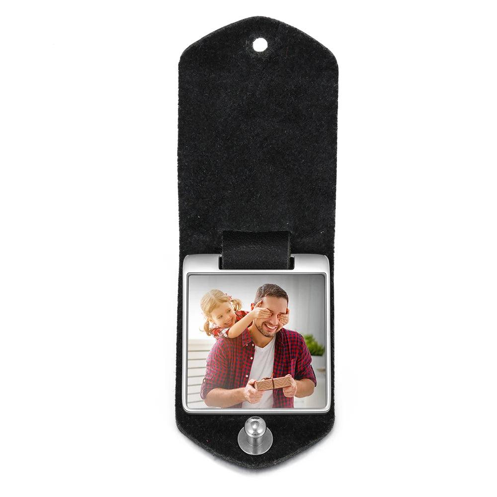 Llavero de cuero con foto personalizada para hombre