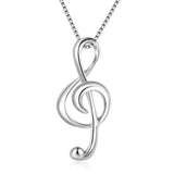 collares y colgantes de nota Musical de Plata de Ley 925 para mujer