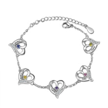 Load image into Gallery viewer, Pulseras personalizadas de varios corazones con piedra natal