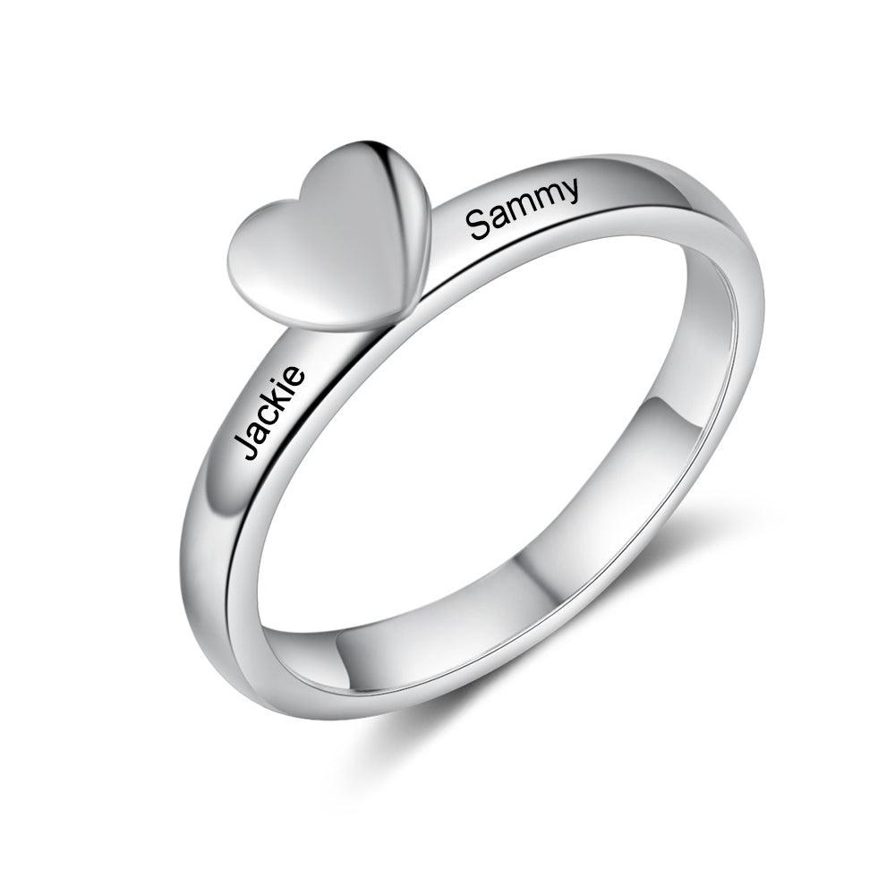 Anillo de compromiso personalizado con nombre grabado para mujer