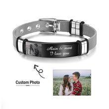 Load image into Gallery viewer, Pulsera personalizada con nombre grabado y fecha para hombre