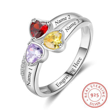 Load image into Gallery viewer, Anillo de Plata de Ley 925 personalizado con diseño de corazón y piedra natal