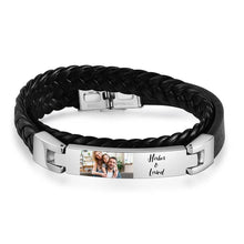 Load image into Gallery viewer, Pulsera de cuero con foto personalizada para hombre