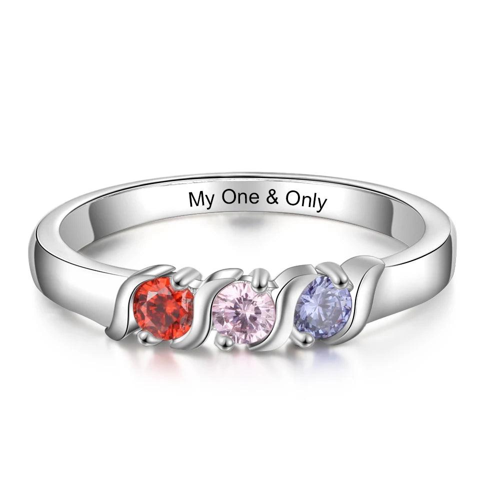 Anillos de promesa con nombre grabado personalizado para mujer