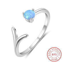 Load image into Gallery viewer, Anillos minimalistas de ópalo azul para mujer