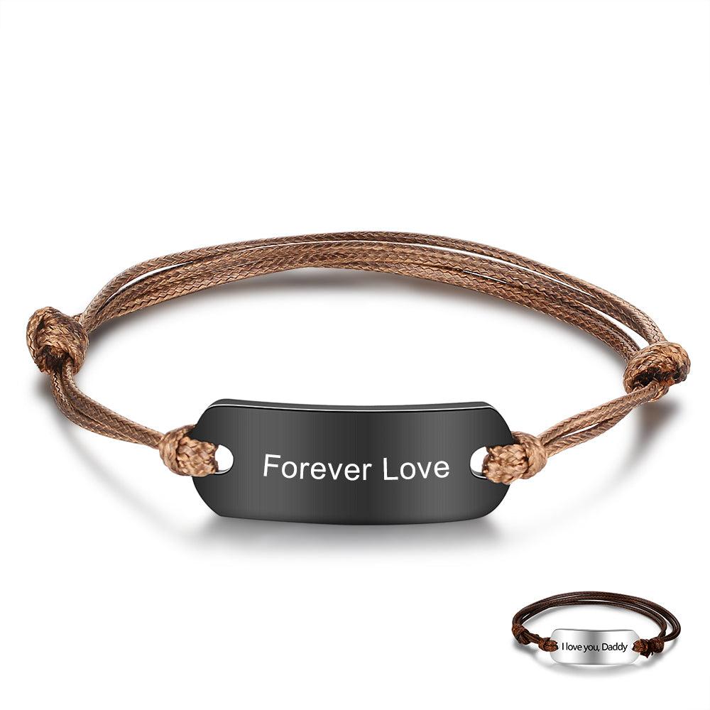 Pulseras de acero inoxidable con nombre personalizado para hombre y mujer