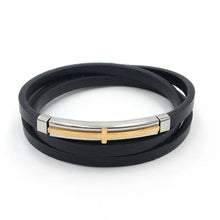 Load image into Gallery viewer, Pulsera de cuero genuino de doble capa para hombre