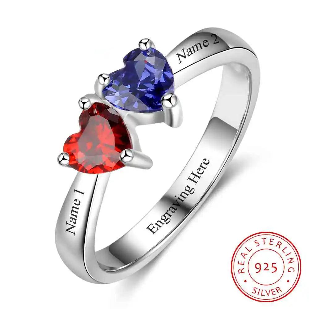 Anillo personalizado de doble Corazón