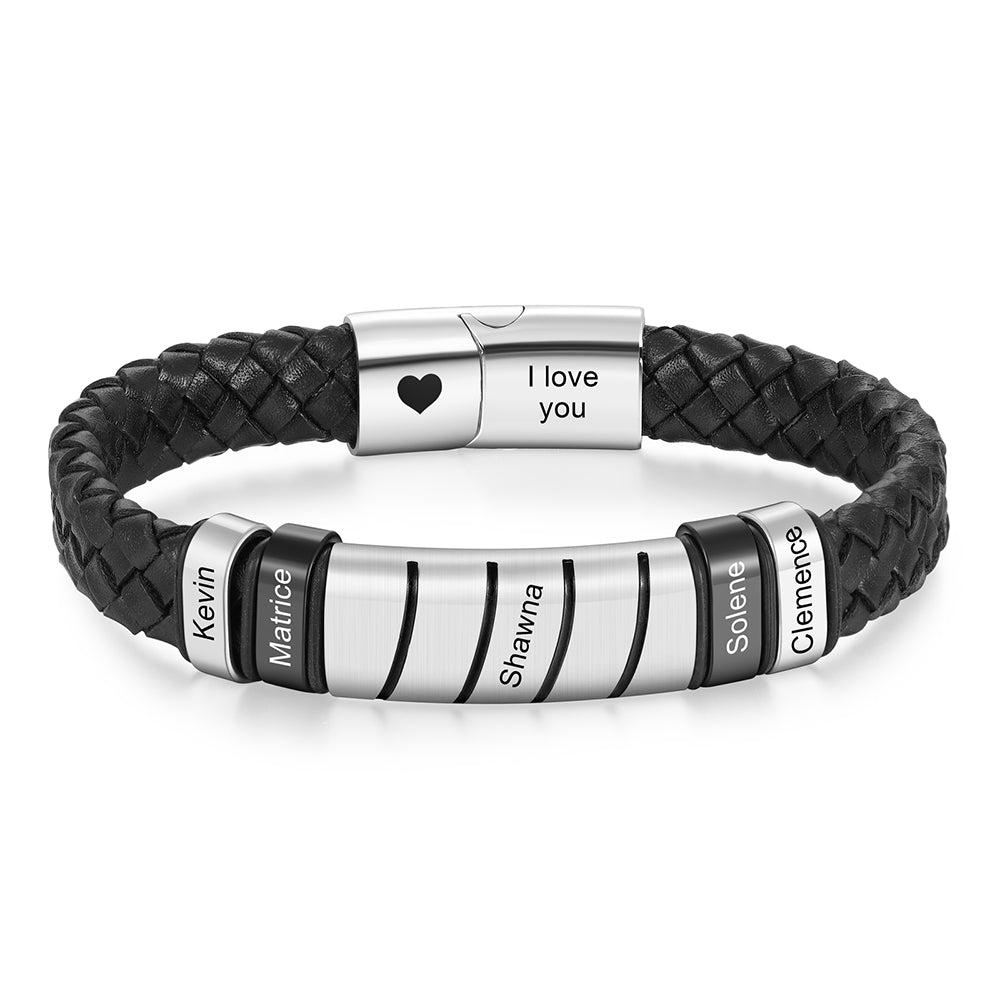 Pulsera de cuero con grabado personalizado para hombre