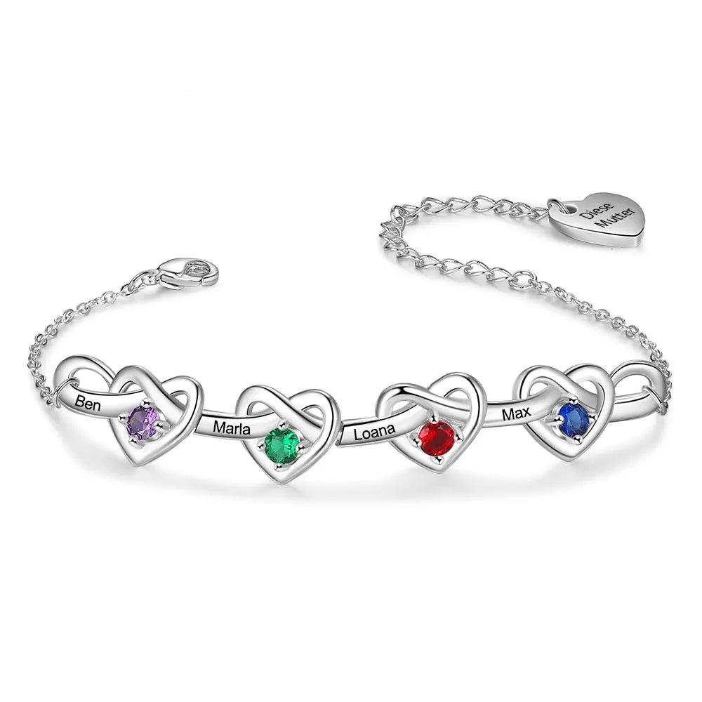 Pulsera personalizada con nudo y corazón