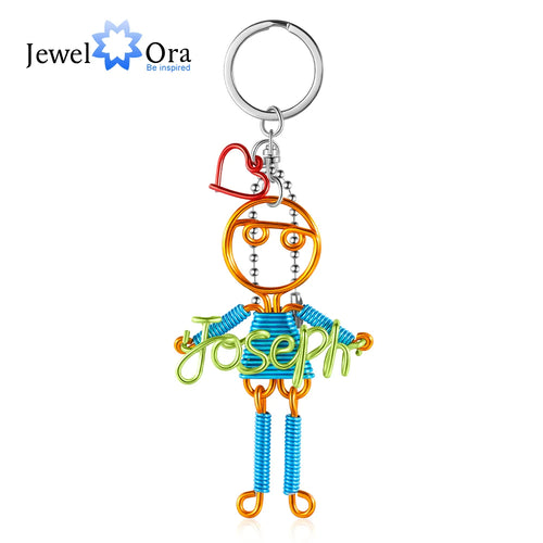 JewelOra-llavero con placa de identificación personalizada para niño y niña, llaveros de alambre de aluminio con nombre personalizado para mujer, regalos de cumpleaños