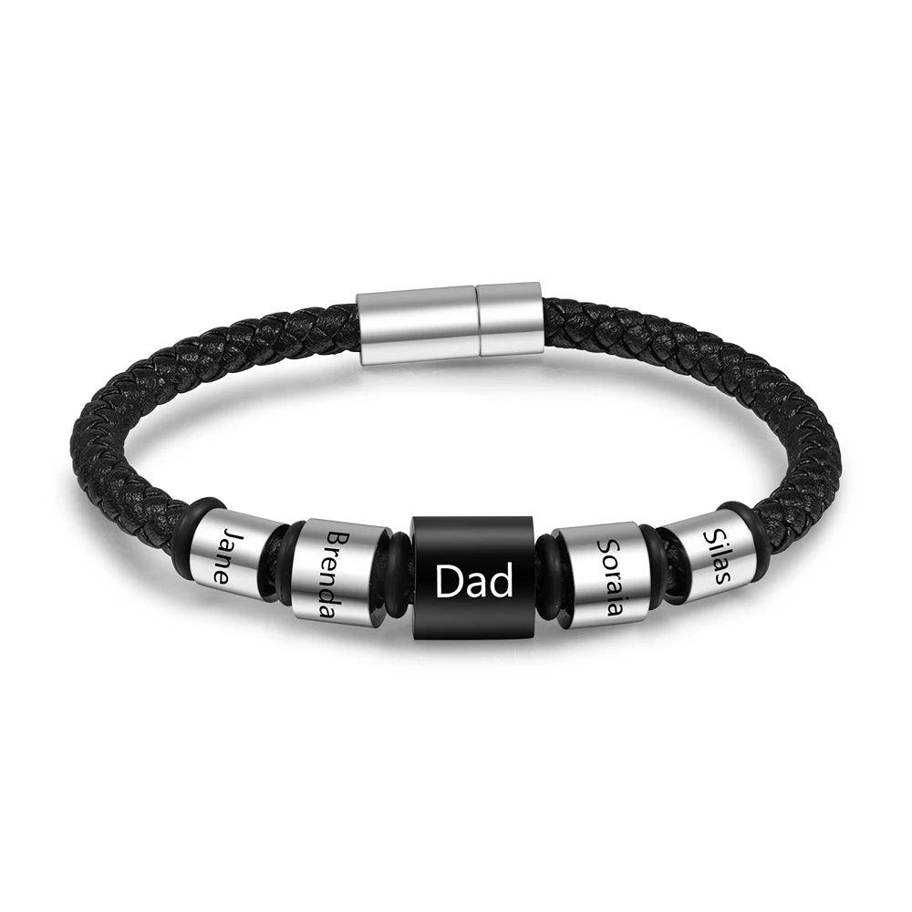 Pulsera de cuero personalizable para hombre