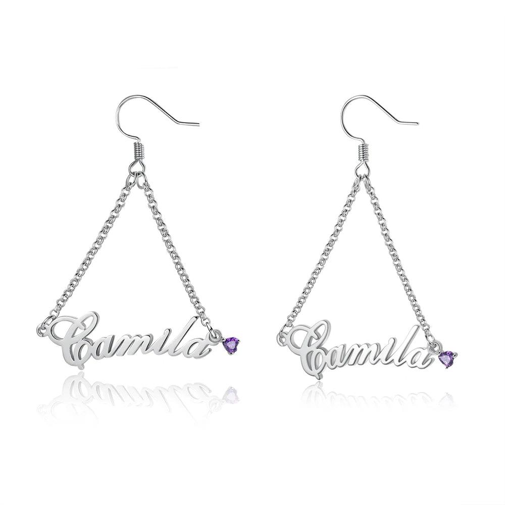 pendientes colgantes con nombre personalizado para mujer