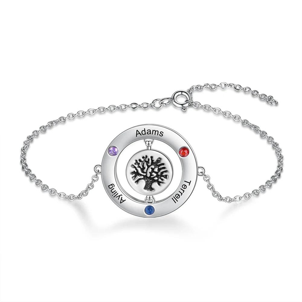 pulsera de piedra del árbol de la vida personalizada