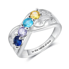 Load image into Gallery viewer, Anillo personalizado para madres, con 3-5 piedras de nacimiento redondas