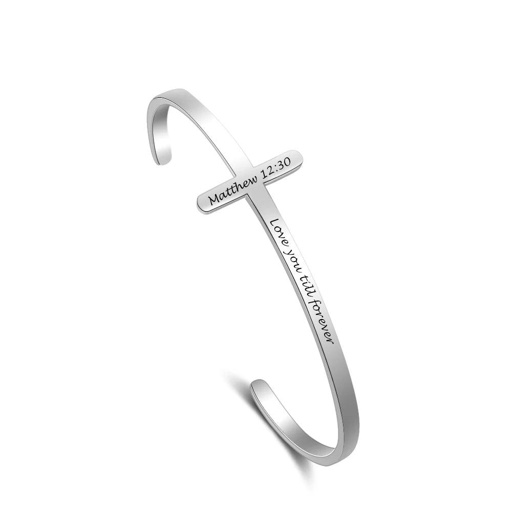 Brazaletes de Cruz de acero inoxidable personalizados para mujer