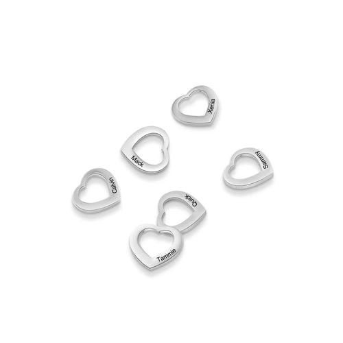 JewelOra-dijes de corazón grabados con nombre personalizado, se adapta a pulseras de 3 colores, joyería personalizada de acero inoxidable