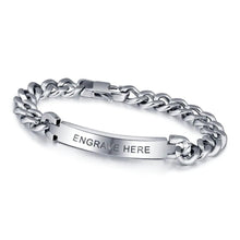 Load image into Gallery viewer, Pulsera de plata con grabado personalizado para hombre