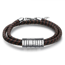 Load image into Gallery viewer, Pulsera de cuero trenzado con grabado personalizado para hombre