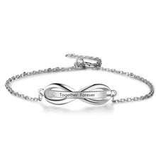 Cargar imagen en el visor de la galería, Pulseras de cadena Infinity ajustables con grabado personalizado para mujer