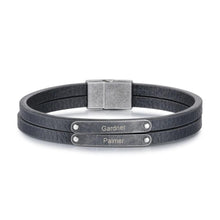 Load image into Gallery viewer, Vintage-pulsera de cuero con grabado personalizado para hombre