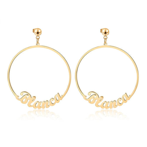 Pendientes colgantes con nombre personalizados para mujer